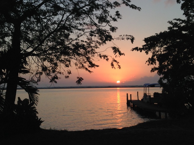 Sunrise at Bacalar Camp on our journey north